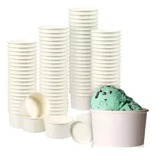 150un Pote Papel 180ml Biodegradável Para Sorvete Açaí Doces Cor Branco Foto mini  2