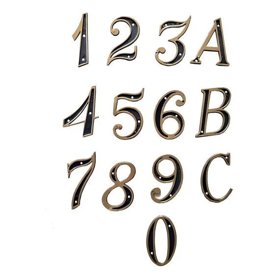 16 Letras Números Residenciais Pvc Cor Preto/dourado Foto 1