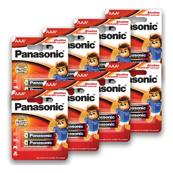 16 Pilhas Baterias Aaa Alcalina Panasonic Palito 8 Cartelas Foto 1