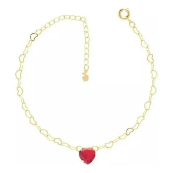 17 Pulseiras Coração Marsala Madrinha Sem Inicial Ouro Comprimento 17 Cm Diâmetro 0.01 Cm Foto 1