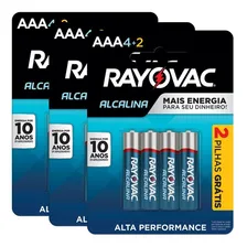 18 Pilhas Aaa Alcalina Rayovac 3 Cart C/ 6 Unid Foto mini 1