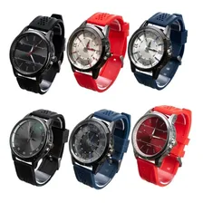 18 Rel贸gios Masculino Silicone Pra Correia Preto Bisel Preto Fundo Variados Foto mini 1