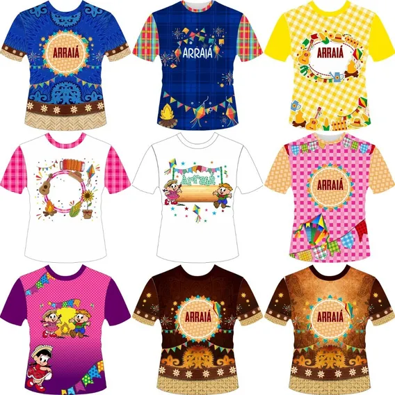 19 Arte Camisa Festa Junina Editável Corel Draw + Png Foto 1