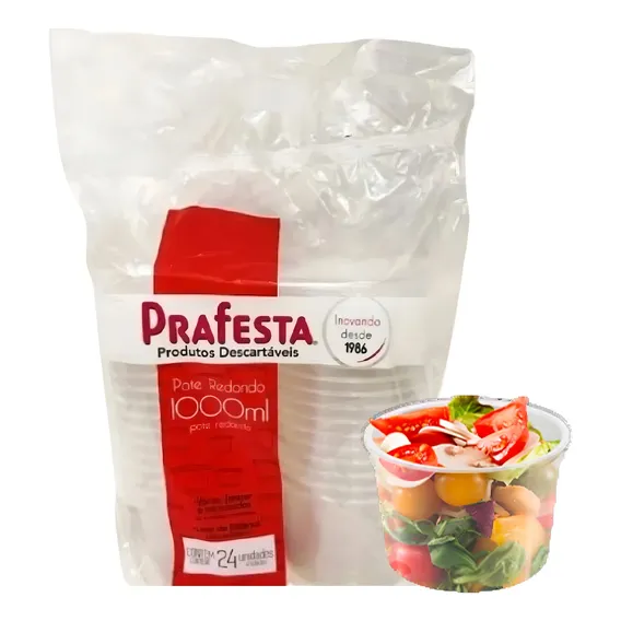 192un Pote Redondo Marmita Freezer Prafesta 1000ml Com Tampa Foto 1