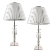 2 Abajur Cristal Led Cúpula Branca Plissada Luxo Moderno 60c Foto  mini 1
