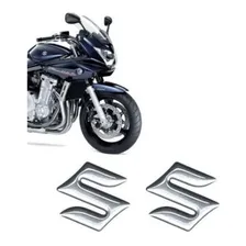 2 Adesivos Cromados Resinados Suzuki Tanque Moto Universal Foto  mini 1