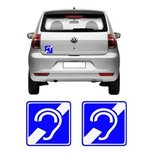 2 Adesivos Deficiente Auditivo 10x10cm Carro - Não Desbota Cor Azul Foto mini 1