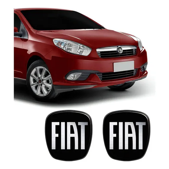 2 Adesivos Emblema Fiat Preto Black Grand Siena 2012/2019 Foto 1
