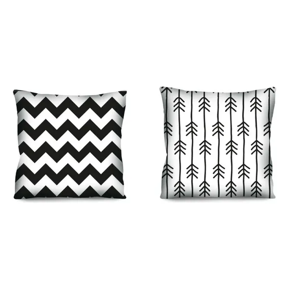 2 Almofadas Preto E Branco A Escolher Tam 42x42 C/enchimento Desenho Do Tecido Estampado Foto 1