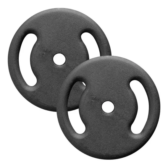 2 Anilhas Vazadas 2kg P/ Musculação Treino Cor Preto Foto 1