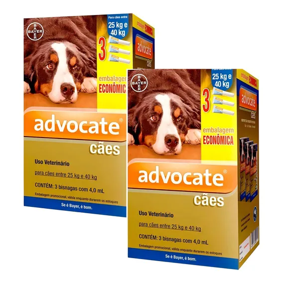 2 Antipulgas Kit Advocate Cães Entre 25 E 40kg 4,0ml C/ 6 Un Foto 1
