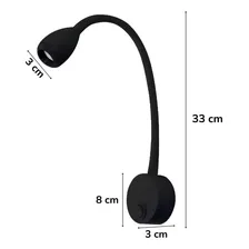 2 Arandela Foco Regulavel Led 3w 3000k Preto Cabeceira Ali29 110V/220V (Bivolt) Foto mini 3