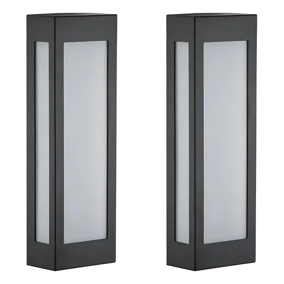 2 Arandela Retangular Externa 40cm E-27 Preto Jardim Alz66 Foto 1