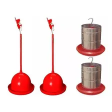2 Bebedouros Pendulares + 2 Comedouros Galvanizado 3kg Aves Foto mini 1