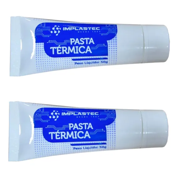 2 Bisnaga Pasta Térmica Branca 50g Implastec Alto Rendimento Foto 1