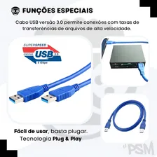 2 Cabo Usb Macho X2 3.0 Duas Pontas TranferĂȘncia Arquivos Pc Foto mini 2