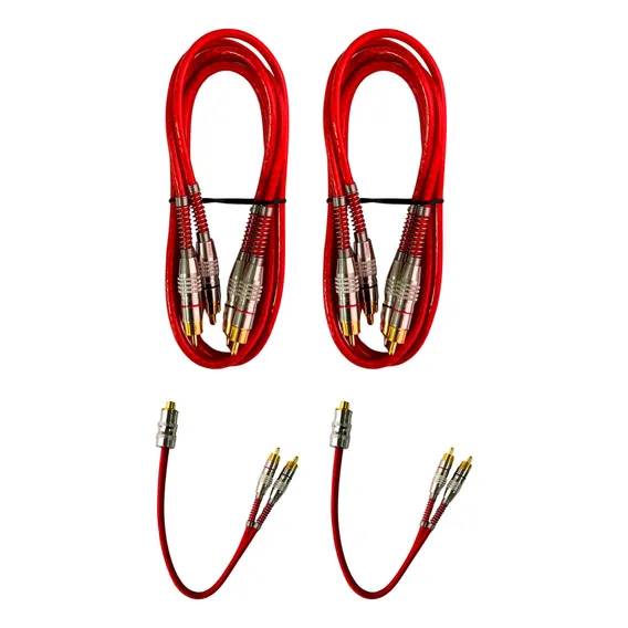 2 Cabos Rca 1 Metro + 2 Cabos Y 30 Cm Blindado Automotivo Foto 1