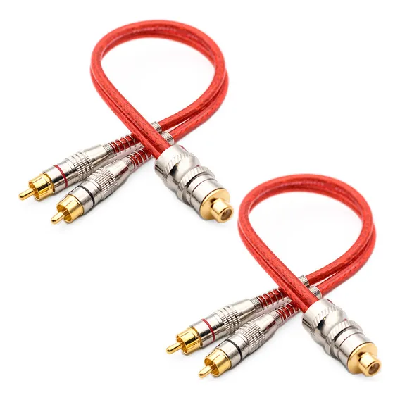2 Cabos Y Rca Blindado Techone 2 Machos Vermelho Blindados Foto 1