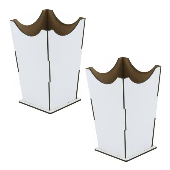 2 Cachepot Mdf Alto Vaso Provençal - Premium - Branco Foto 1