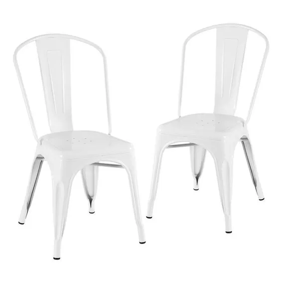 2 Cadeiras Iron Tolix Aço Metal  Industrial Vintage Cores Estrutura da cadeira Branco Foto 1