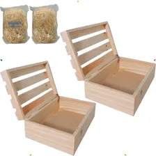 2 Caixa Pinus Caixote De Vinho Organizador Decorativo+brinde Foto mini 1