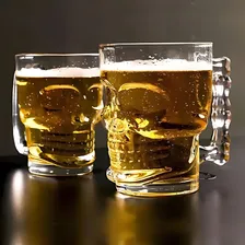 2 Caneca Caveira Rock Chopp Cerveja Vidro 510ml Grande Foto mini  3