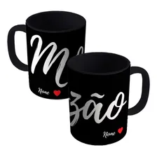 2 Canecas Colorida MozĂŁo Combinando C/ Nome Casal Presente Cor Preto Foto mini 1
