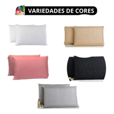 2 Capa De Travesseiro Impermeável, Matelada E Com Ziper Cor Cinza Liso Foto mini 4