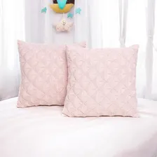 2 Capas Almofada De Tricô 45x45 Para Sofá Ou Cama Em Tricot Cor Capas almofadas sofá rosa Trança Foto  mini 1