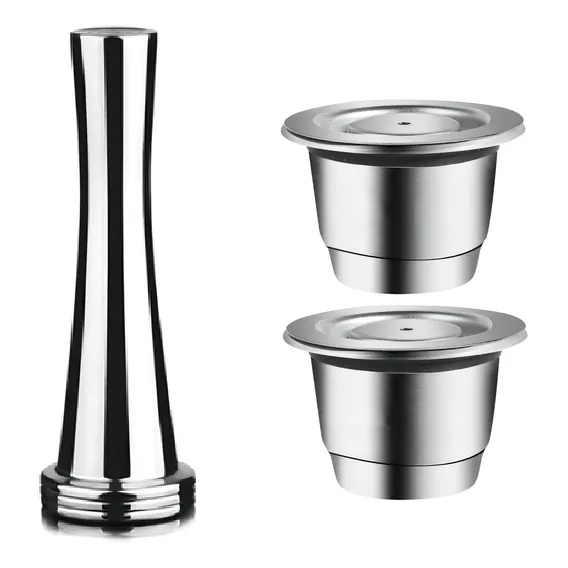 2 Cápsulas Nespresso Reutilizável Inox + Tamper Foto 1