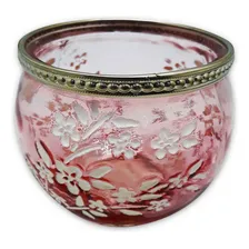 2 Castiçais Porta Velas Em Vidro Moderno Floral Rosa Foto mini 3