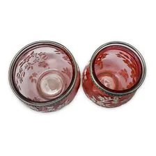 2 Castiçais Porta Velas Em Vidro Moderno Floral Rosa Foto mini 2