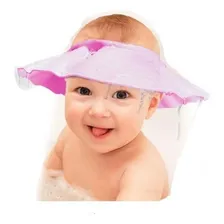 2 Chapéu De Banho Viseira Lava Protetor Cabeça Bebê Infantil Cor 2 Rosa Foto mini 1