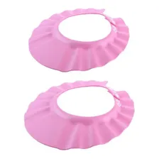 2 Chapéu De Banho Viseira Lava Protetor Cabeça Bebê Infantil Cor 2 Rosa Foto mini 2