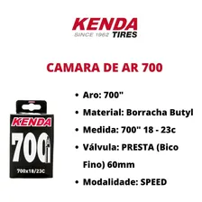 2 Câmaras De Ar Bike Speed Aro 700x23 Valv Presta Kenda 60mm Foto mini 3