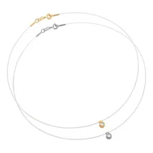 2 Colares Fio Nylon Ponto Luz Rommanel Prateado Ou Dourado Foto mini 1