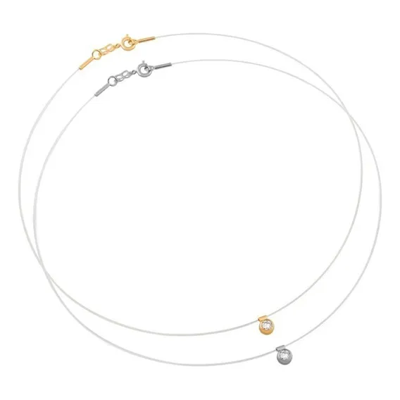 2 Colares Fio Nylon Ponto Luz Rommanel Prateado Ou Dourado Foto 1