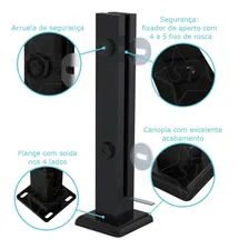 2 Coluna Torre Inox Guarda Corpo Preto Fosco 40 Cm 2 Furos Foto mini  2