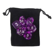 2 Conjuntos Dados Rpg Roxo Translúcidos E Galaxia C/7 Bolsa Cor Galaxia e Roxo Translúcidos Foto mini  3