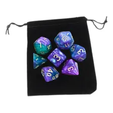 2 Conjuntos Dados Rpg Roxo Translúcidos E Galaxia C/7 Bolsa Cor Galaxia e Roxo Translúcidos Foto mini  2