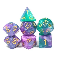 2 Conjuntos Dados Rpg Roxo Translúcidos E Galaxia C/7 Bolsa Cor Galaxia e Roxo Translúcidos Foto mini 4