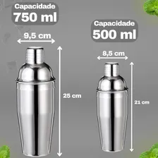 2 Coqueteleira Inox 750ml E 500ml Barman Bartender Tampa Foto mini 2