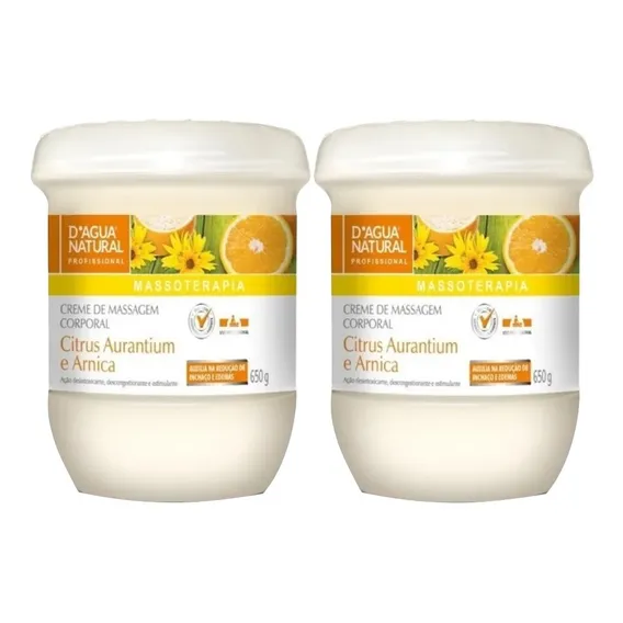 2 Creme Massagem Citrus Aurantium Arnica 650g Dagua Natural Foto 1