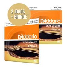 2 Encordoamento Daddario P/ Violão Aço 010 Ez900b + Foto  mini 1