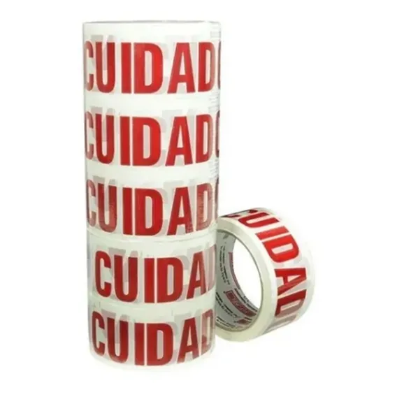 2 Fitas Adesiva Cuidado Frágil 50 Metros X 48mm - Fitipel Cor Branco Liso Foto 1