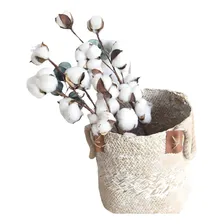 2 Galho De Algodão Artificial Flor Natural Galho Com 5 Flor Cor Branco Foto mini 1