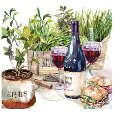 2 Guardanapos Para Decoupage Ambiente Vinho E Ervas Foto  mini 1