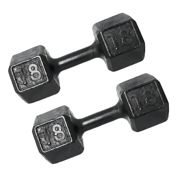 2 Halteres Dumbbell Pintado 18kg P/musculação Supino Stiff Cor Preto Foto 1