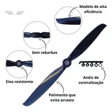 2 Hélices Mhs 6/4 Aeromodelo Elétrico Motor 2200kv Asa Zagi Cor Preto MHS Fly Foto mini 2