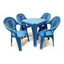 2 Jogos De Mesas Com Cadeiras Plástica Infantil Para Criança Cor Azul Foto mini 3